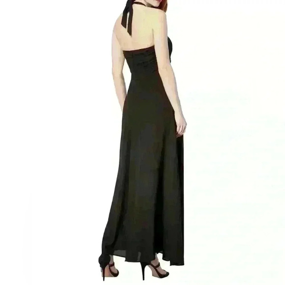 NWT Bar III Womens Faux Wrap Halter Maxi Dress Black, Size 6 - Picture 6 of 6